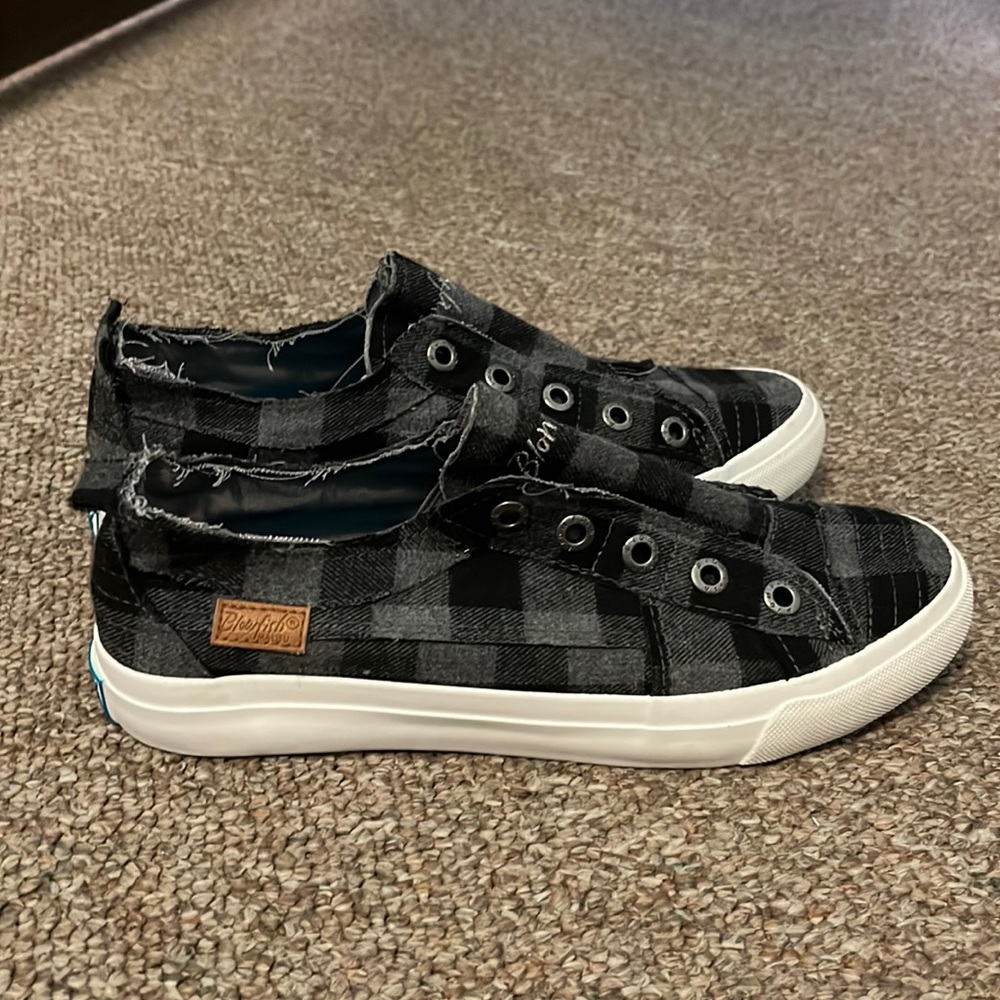 Gray & black Buffalo plaid Blowfish Malibu sneakers